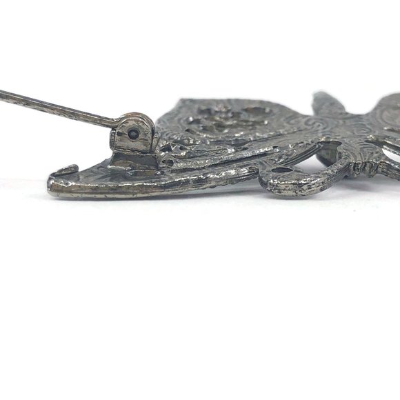 Vintage Butterfly Brooch Silver Tone with Black - Picture 8 of 10